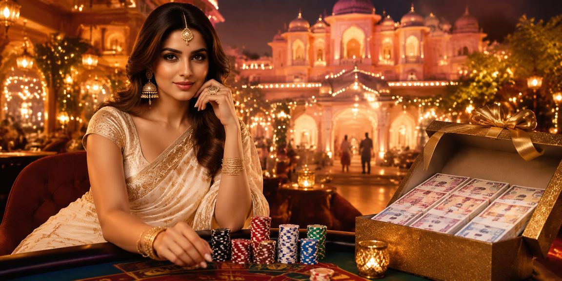 Indian woman in saree placing a bet on mobile phone